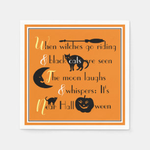 Retro Calligraphy Traditional Halloween Poem Napkin