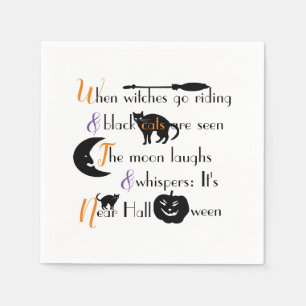 Retro Calligraphy Traditional Halloween Poem Napkin