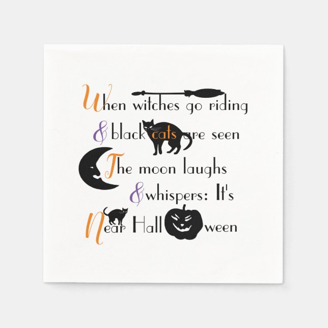 Retro Calligraphy Traditional Halloween Poem Napkin (Front)