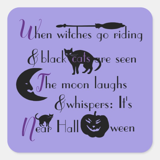 Retro Calligraphy Traditional Halloween Poem Square Sticker (Front)