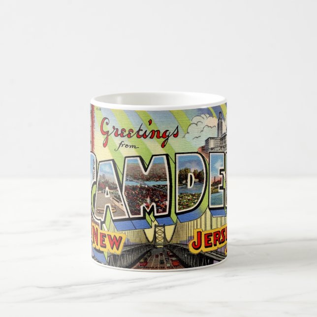 Retro Camden NJ Greeting Postcard Coffee Mug (Center)