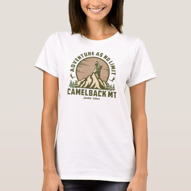 Retro Camelback Mountain Hike Sunset T-Shirt (Front)
