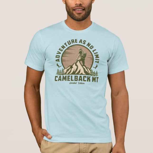 Retro Camelback Mountain Hike Sunset T-Shirt (Front)