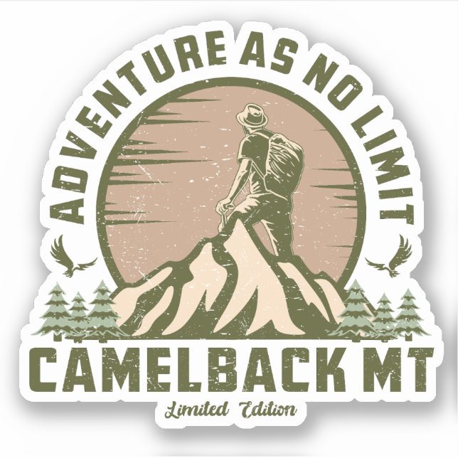 Retro Camelback Mountain Hike Sunset T-Shirt (Front)