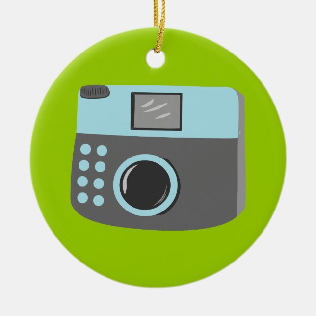 Retro Camera Ceramic Tree Decoration (Front)