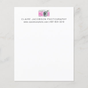 Retro Camera Logo Pink Chic Business Stationery