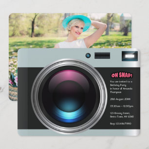 Retro Camera Selfie Birthday Party Photo Invitation