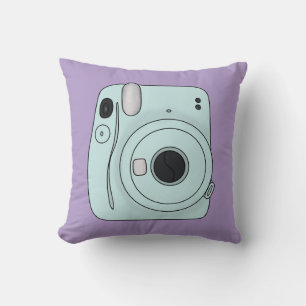 Retro Camera Throw Pillow – Fun Purple Aesthetic
