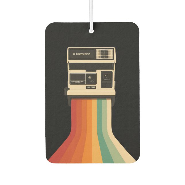Retro Camera with Rainbow Print Car Air Freshener (Front)