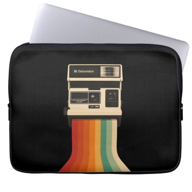 Retro Camera with Rainbow Print Laptop Sleeve (Front)