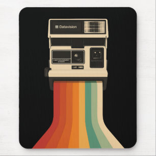 Retro Camera with Rainbow Print Mouse Mat