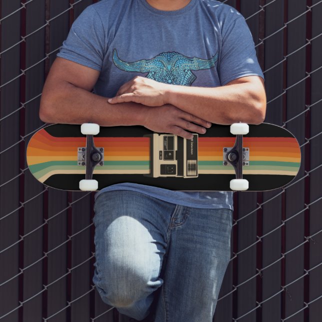 Retro Camera with Rainbow Print Skateboard (Outdoor 3)