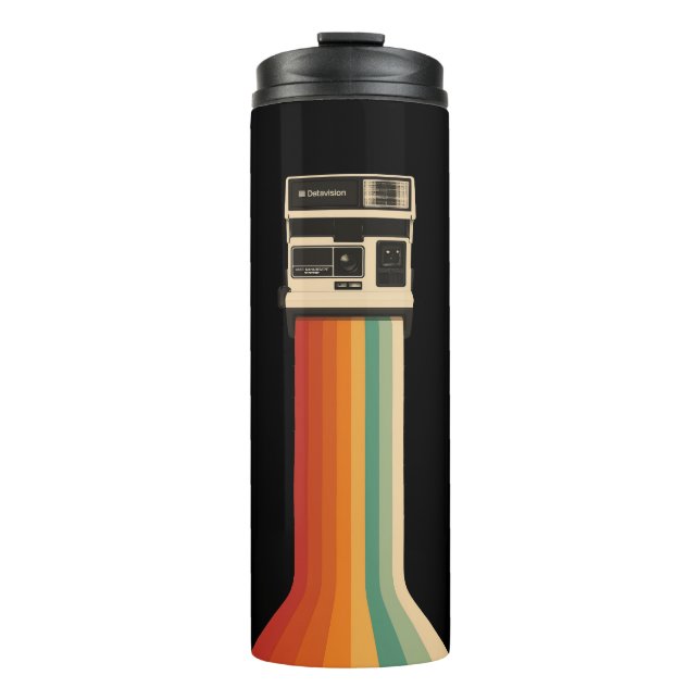 Retro Camera with Rainbow Print Thermal Tumbler (Front)