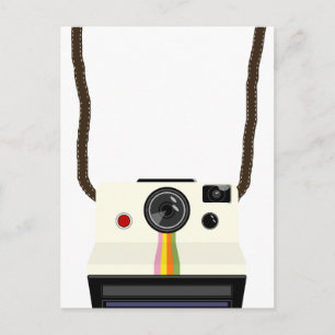 retro camera with strap postcard