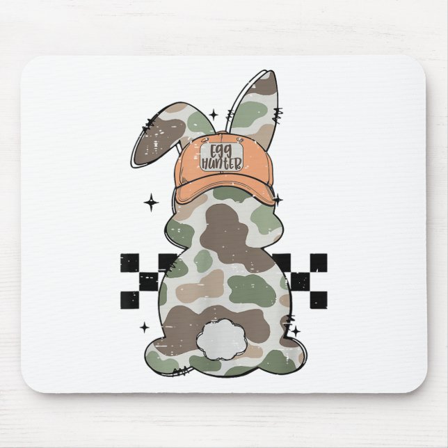 Retro Camo Bunny Egg Hunter Funny Easter Day Toddl Mouse Mat (Front)