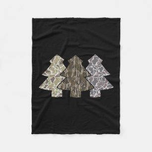 Retro Camo Christmas Trees Hunting Xmas Reindeer D Fleece Blanket