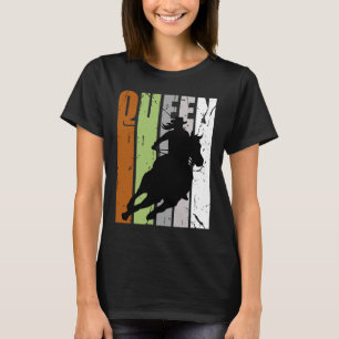 Retro Camo Cowgirl Queen Rodeo Women Barrel Racer  T-Shirt
