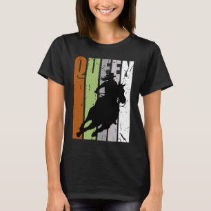 Retro Camo Cowgirl Queen Rodeo Women Barrel Racer  T-Shirt