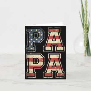 Retro Camo Dad Aamerican Flag Papa Fathers Day Card