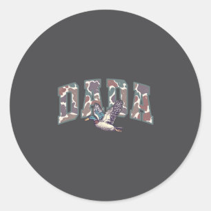 Retro Camo Duck Hunting Dada 1st Birthday Family M Classic Round Sticker