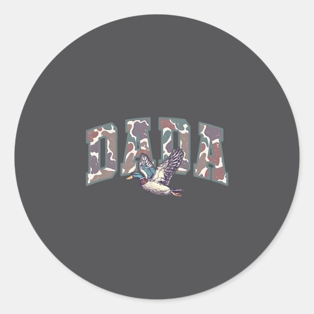 Retro Camo Duck Hunting Dada 1st Birthday Family M Classic Round Sticker (Front)