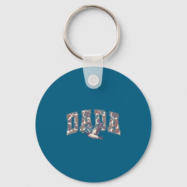 Retro Camo Duck Hunting Dada 1st Birthday Family M Key Ring (Front)
