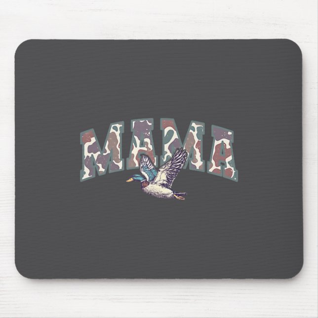 Retro Camo Duck Hunting Mama 1st Birthday Family M Mouse Mat (Front)