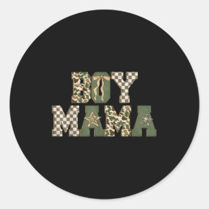 Retro camo hunting boy mum old camo mama mother's classic round sticker