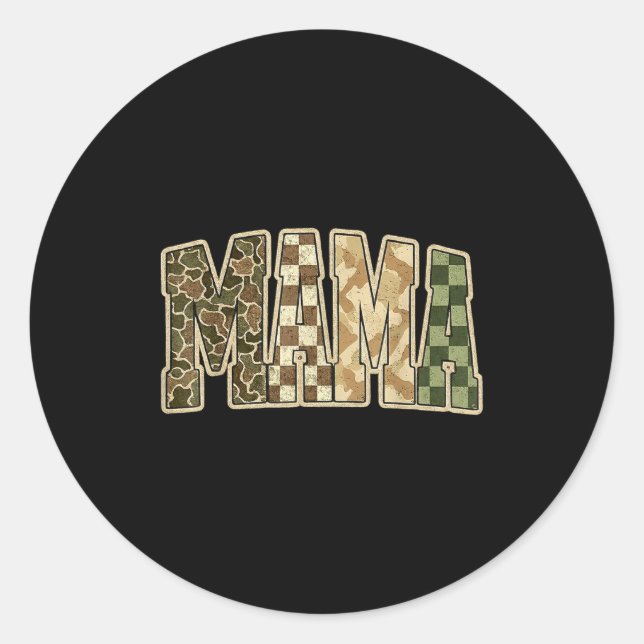 Retro Camo Hunting Mama Old Camo Mom  Classic Round Sticker (Front)