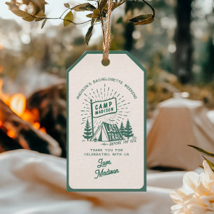 Retro Camp Bachelorette Girls Camping Weekend Gift Tags