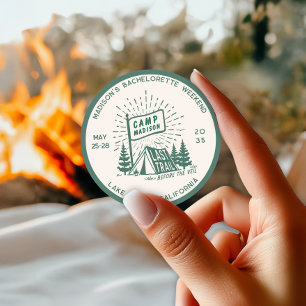 Retro Camp Bachelorette Girls Glamping Weekend Classic Round Sticker