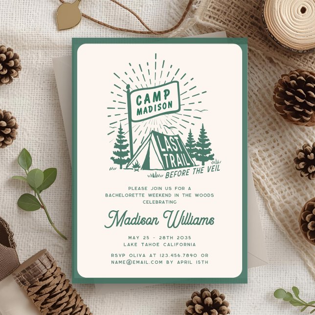 Retro Camp Bachelorette Girls Glamping Weekend Invitation (Creator Uploaded)