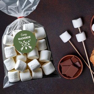 Retro Camp Bachelorette Personalized Favor  Classic Round Sticker