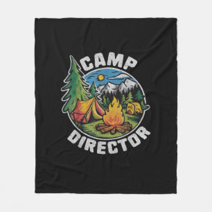 Retro Camp Director Camping Summer Camp Funny Camp Fleece Blanket