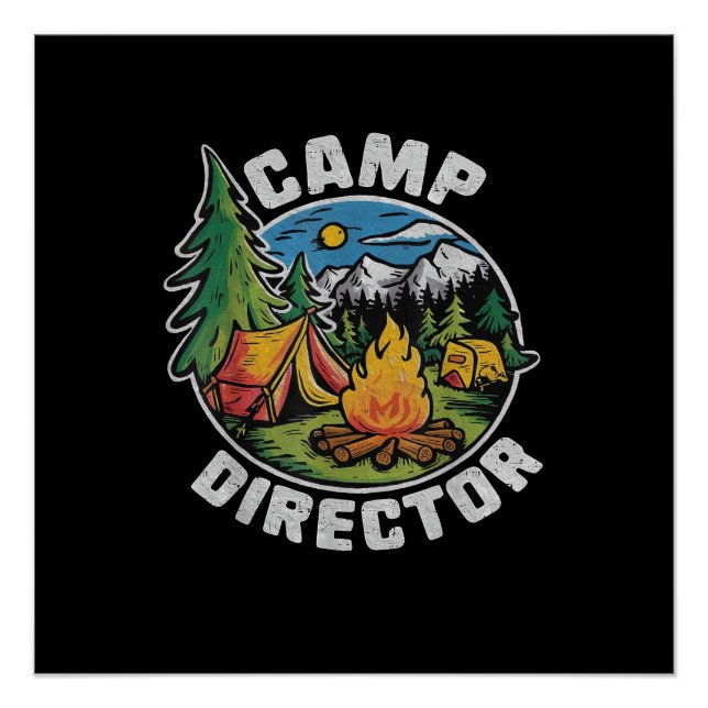 Retro Camp Director Camping Summer Camp Funny Camp Poster (Front)