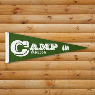Retro Camp Personalised Forest Green Pennant Flag