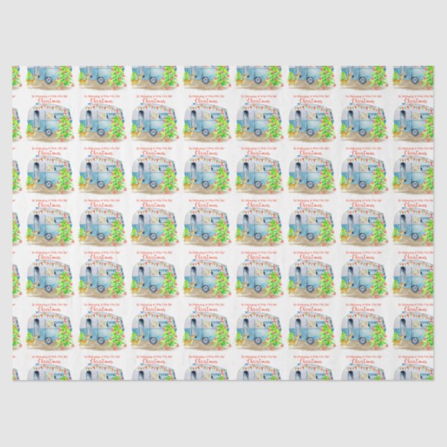 Retro Camper Caravan Christmas Tissue Paper (Front)