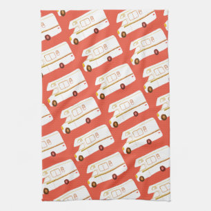 Retro Camper Motorhome RV red kitchen towel