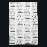 Retro Camper Motorhome RV Vanlife Black Grey White Tea Towel<br><div class="desc">Decorate your kitchen with this cool towel with an RV,  trailer,  campervan and truck camper. Makes a great housewarming or anniversary gift! 
You can customise it and add text too.
Check my shop for lots more colours and patterns plus matching kitchen stuff!</div>
