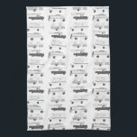 Retro Camper Motorhome RV Vanlife Black Grey White Tea Towel<br><div class="desc">Decorate your kitchen with this cool towel with an RV,  trailer,  campervan and truck camper. Makes a great housewarming or anniversary gift! 
You can customise it and add text too.
Check my shop for lots more colours and patterns plus matching kitchen stuff!</div>