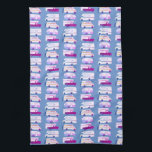 Retro Camper Motorhome RV Vanlife Blue Purple Tea Towel<br><div class="desc">Decorate your kitchen with this cool towel with an RV,  trailer,  campervan and truck camper. Makes a great housewarming or anniversary gift! 
You can customise it and add text too.
Check my shop for lots more colours and patterns plus matching kitchen stuff!</div>