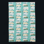 Retro Camper Motorhome RV Vanlife Teal Tea Towel<br><div class="desc">Decorate your kitchen with this cool towel with an RV,  trailer,  campervan and truck camper. Makes a great housewarming or anniversary gift! 
You can customise it and add text too.
Check my shop for lots more colours and patterns plus matching kitchen stuff!</div>