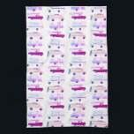 Retro Camper Motorhome RV Vanlife White Purple Tea Towel<br><div class="desc">Decorate your kitchen with this cool towel with an RV,  trailer,  campervan and truck camper. Makes a great housewarming or anniversary gift! 
You can customise it and add text too.
Check my shop for lots more colours and patterns plus matching kitchen stuff!</div>