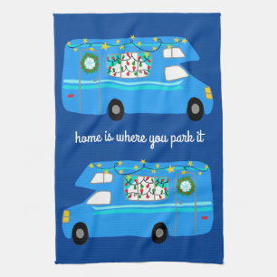 Retro Camper Motorhome RV Vanlife Xmas Tea Towel
