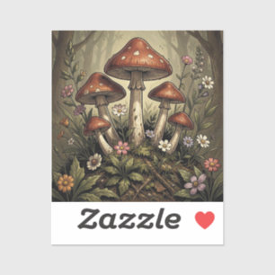 Retro Camper, Mushrooms, Stream and Flowers