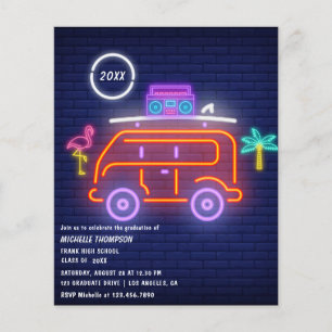 Retro Camper Neon Signs Graduation Party Flyer