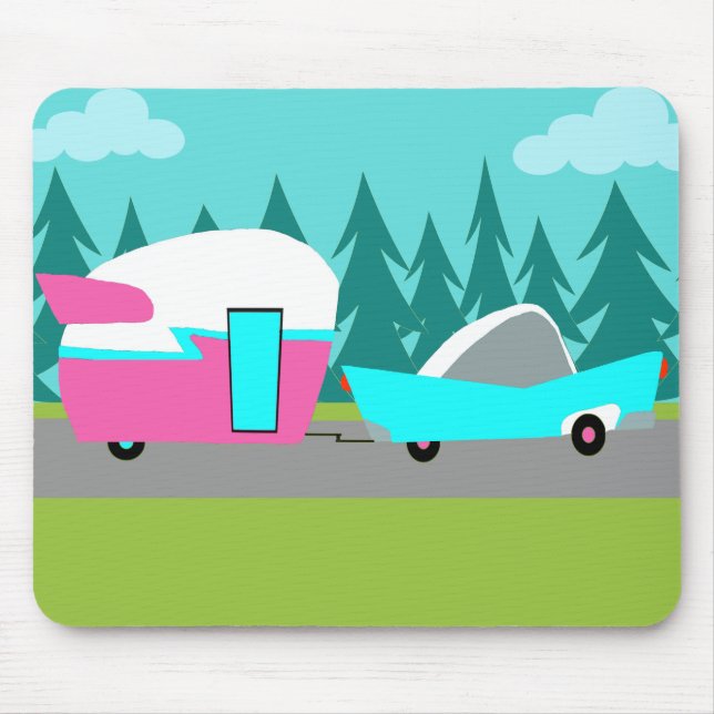 Retro Camper / Trailer and Car Mousepad (Front)