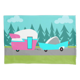 Retro Camper / Trailer and Car Pillowcase