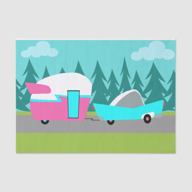 Retro Camper / Trailer and Car Tissue Paper (Front)