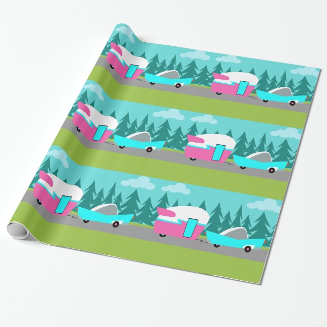 Retro Camper / Trailer and Car Wrapping Paper (Unrolled)